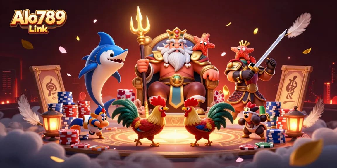 Experience the thrill of cockfighting at Alo789 Link with vibrant characters and dynamic elements.