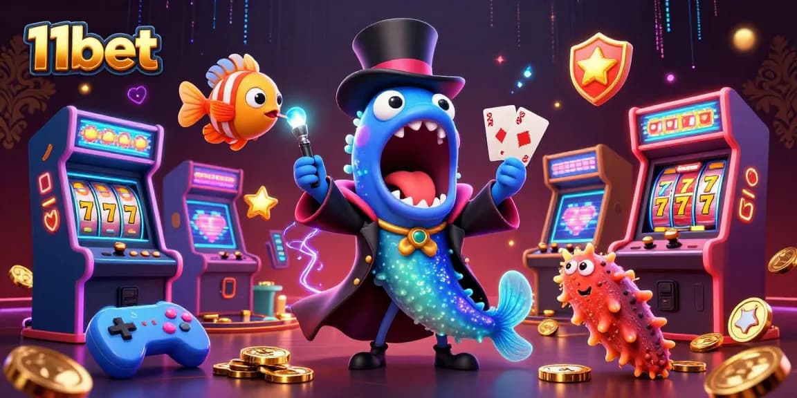 Experience thrilling gaming adventures with 11bet's enchanting underwater casino illustration.