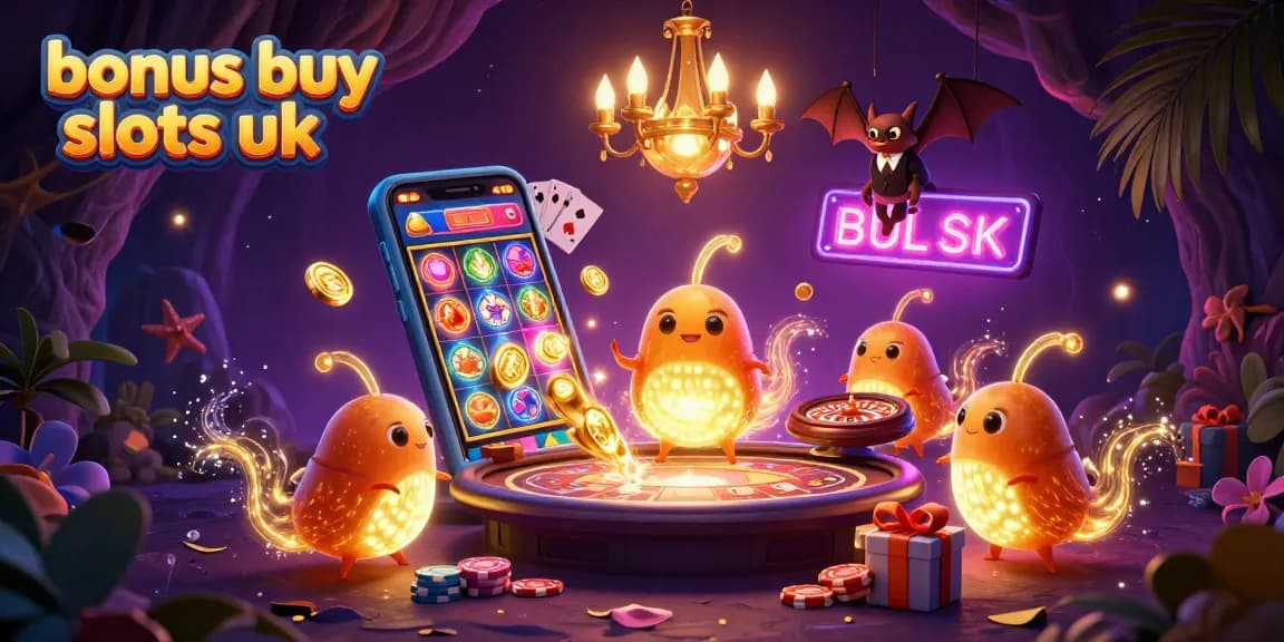 Experience the thrill of bonus buy slots UK with vibrant casino scenes and dynamic gameplay elements.
