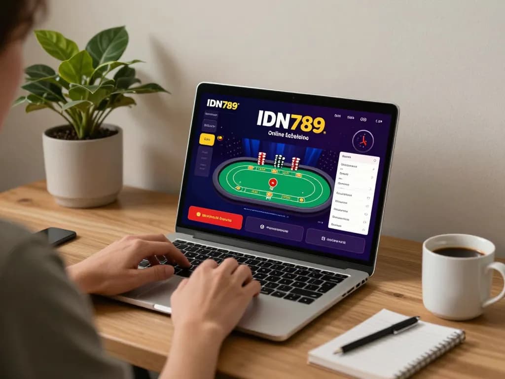 Terlibat dalam permainan strategis di kasino daring IDN789, menampilkan pengaturan permainan yang nyaman