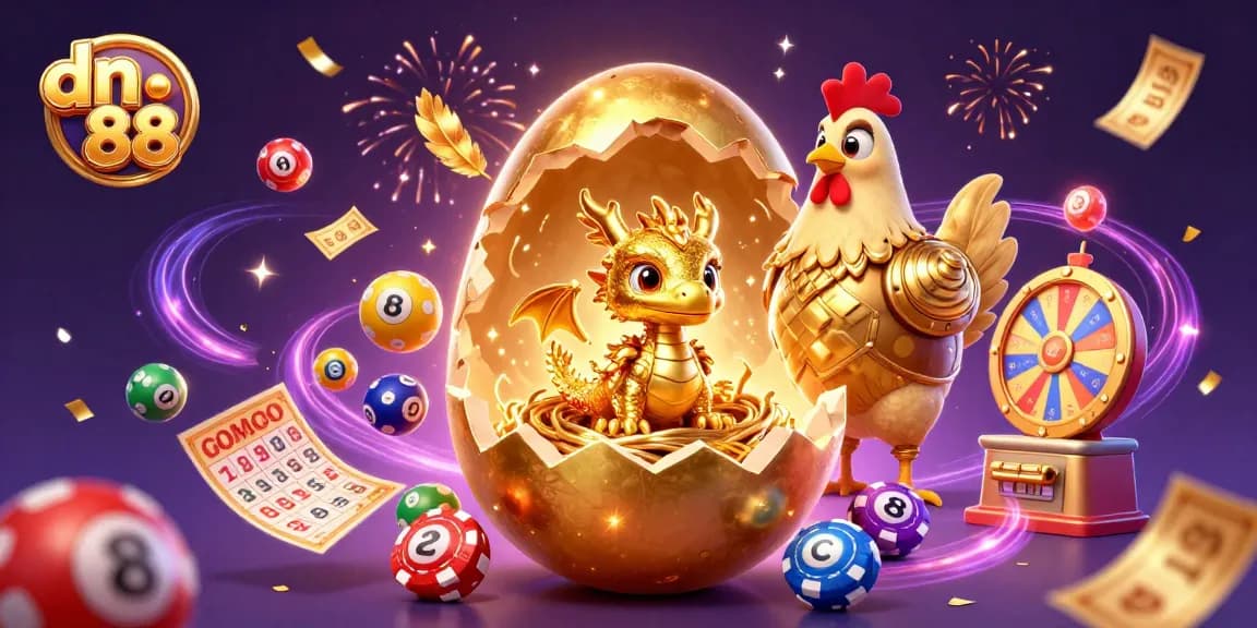 Engage in exciting gameplay with dn 88, showcasing a golden dragon amidst vibrant casino elements.