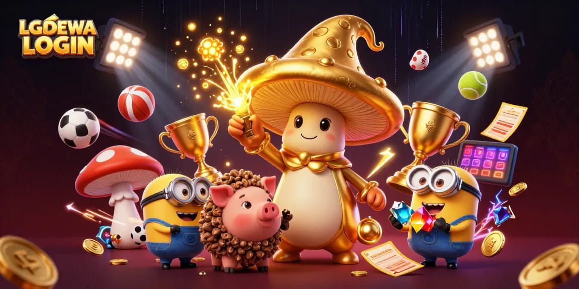 Experience the magic of LGODEWA LOGIN while winning treasures in this dynamic casino illustration.