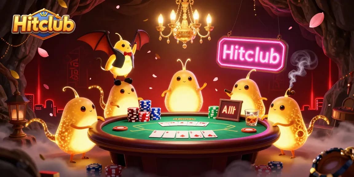 Engage with Hitclub's vibrant cave casino scene featuring bioluminescent glowworms and a bat dealer.