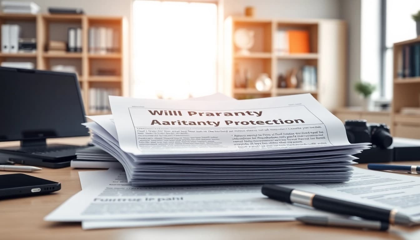 Display of warranty protection plans documents highlights their importance for consumer electronics.