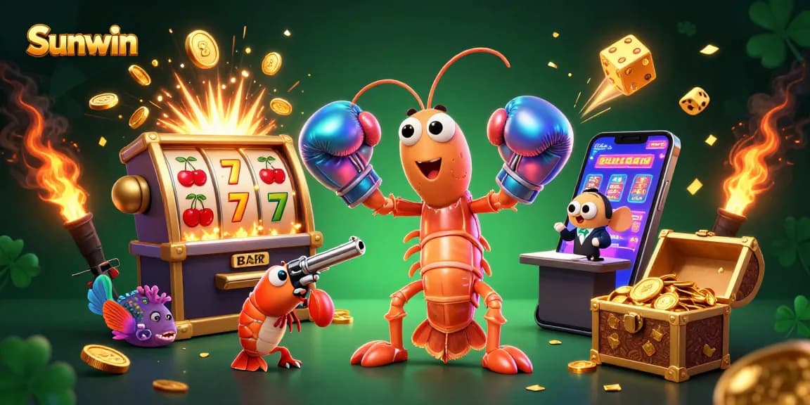 Experience the thrill of slots with Sunwin featuring vibrant characters and dazzling casino elements.