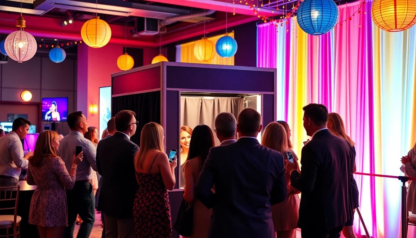 Engaging photo booth rental Chicago experience with joyful guests capturing memories at an event.