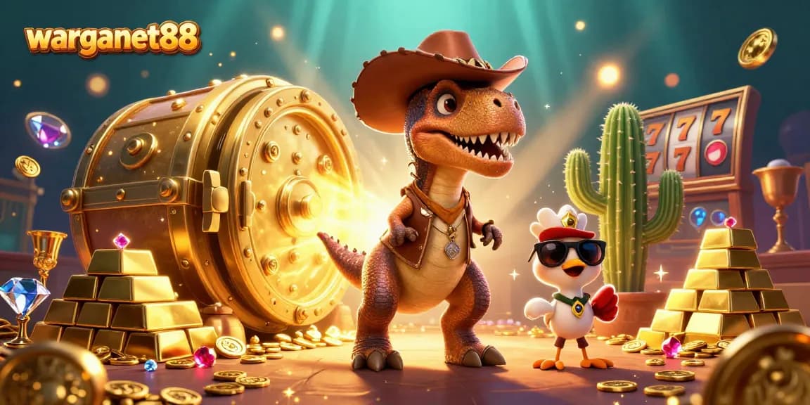 warganet88 showcases vibrant 3D casino action with characters and slot elements for immersive gaming.