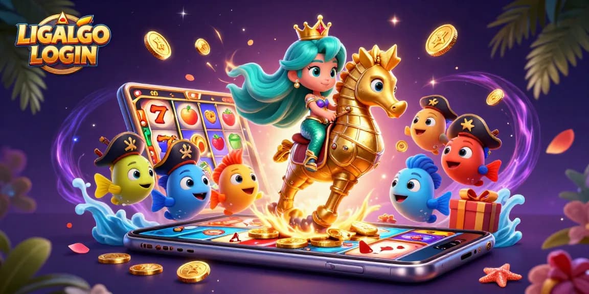 LIGALGO LOGIN - Engage in exciting gameplay with a 3D mermaid and casino themed illustration of slot games.