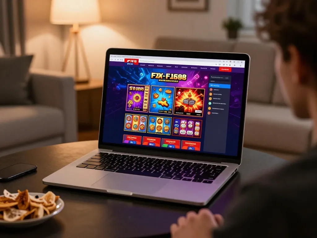 Engaging gameplay interface of F168 platform displayed on laptop screen in a cozy home