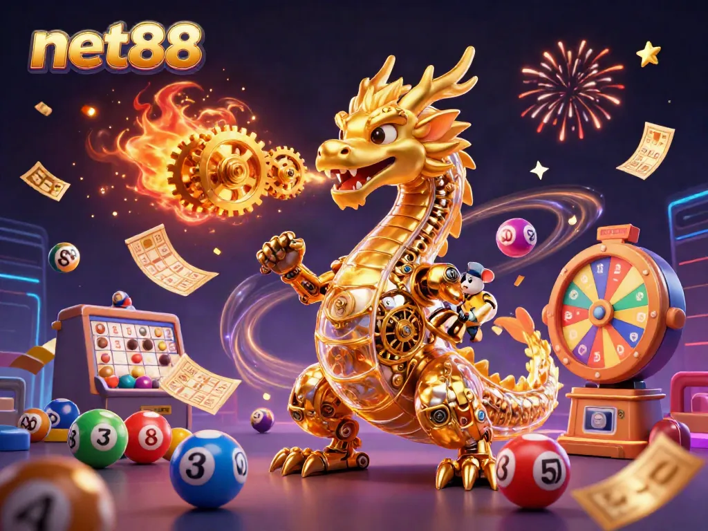 Experience net88's exciting features in a vibrant, 3D casino environment filled with unique gambling elements.