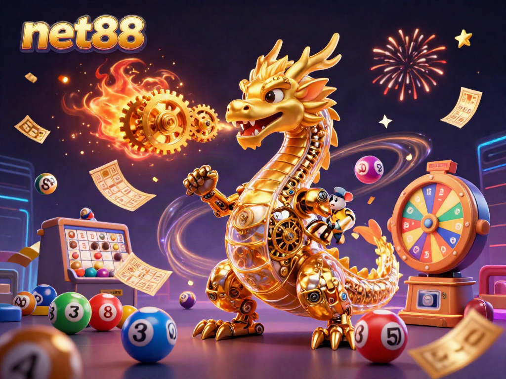Experience net88's exciting features in a vibrant, 3D casino environment filled with unique gambling elements.