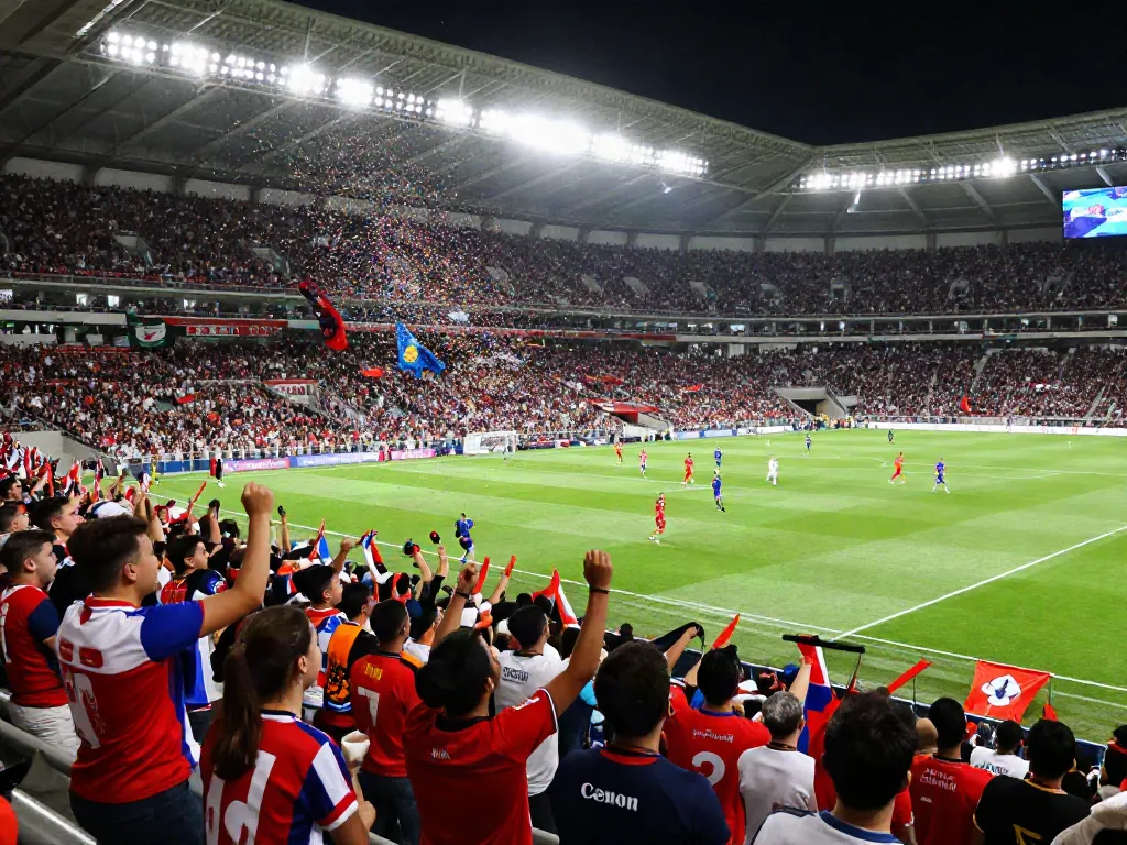 Excited fans at a football match celebrating their team at https://socolivekz.uk with vibrant atmosphere.