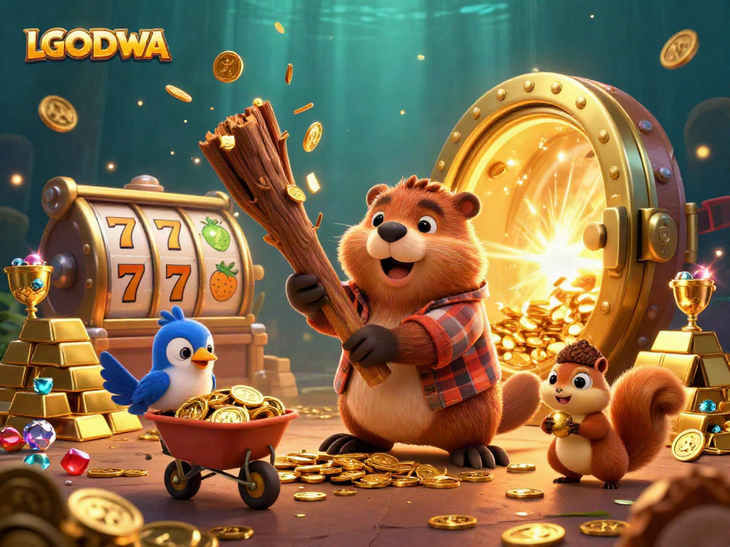 Experience the excitement at LGODEWA with dynamic gaming visuals featuring gold coins and vibrant slot elements.