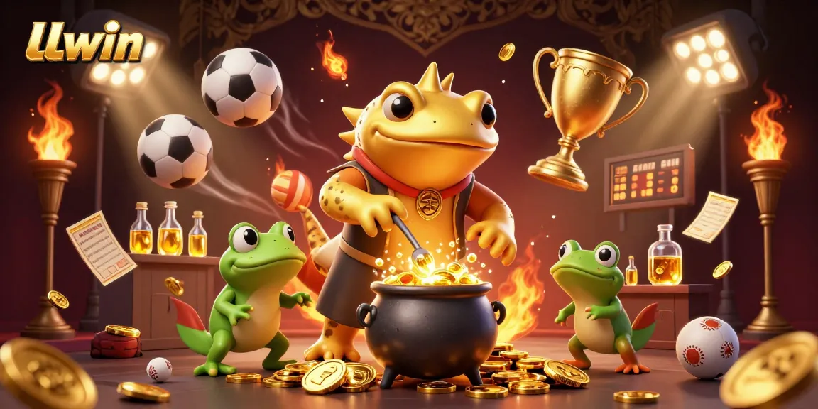 Experience winning strategies at LLwin with a lively casino scene featuring gold coins and sports elements.