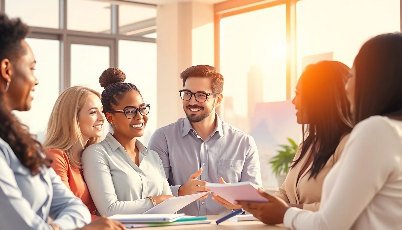 Engaging scene of career coaching session with a diverse group focusing on personal growth.