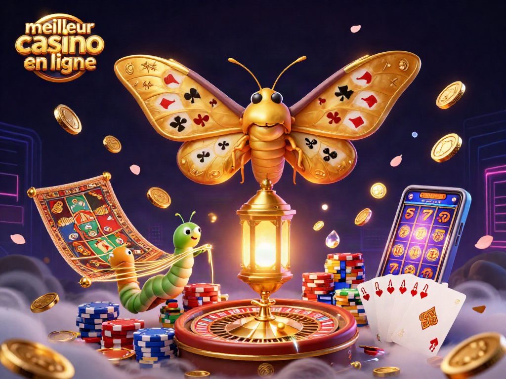 Jouez au meilleur casino en ligne avec des symboles de jeux animés et un décor lumineux.
