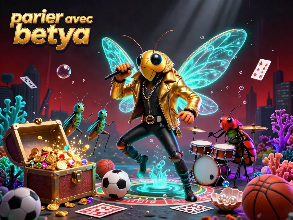 Experience thrilling betting action with parier avec betya in a vibrant 3D scene full of casino elements.