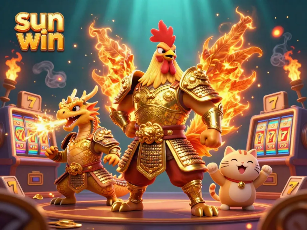 Experience thrilling moments with sun win in a vibrant 3D digital casino scene.