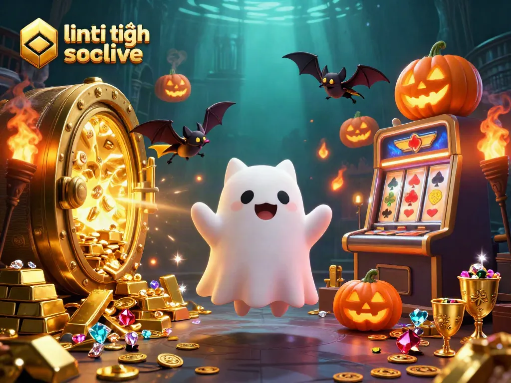 Join the thrill of finding link trực tiếp socolive with a ghost cat in a haunted casino atmosphere!