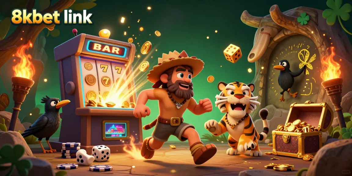 Experience thrilling wins at 8xbet link with a dynamic prehistoric casino scene filled with action and excitement.
