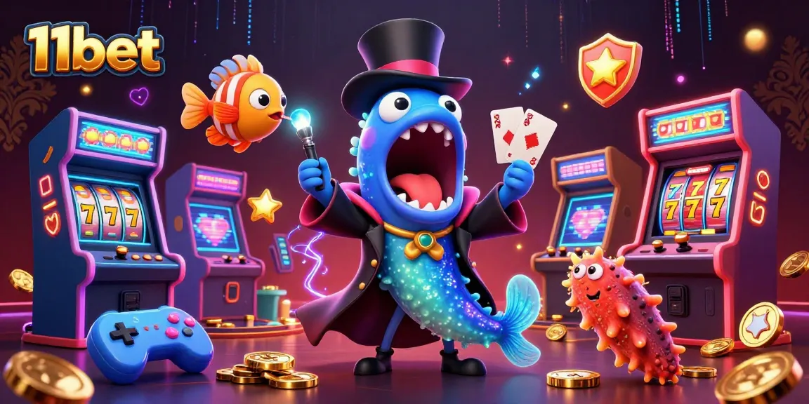 Experience thrilling gaming adventures with 11bet's enchanting underwater casino illustration.