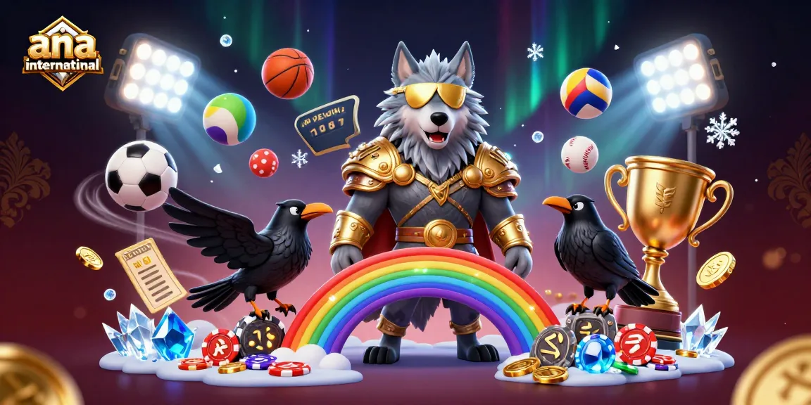 Experience thrilling gameplay at ana-international with a vibrant 3D illustration showcasing casino-themed elements and sports dynamics.