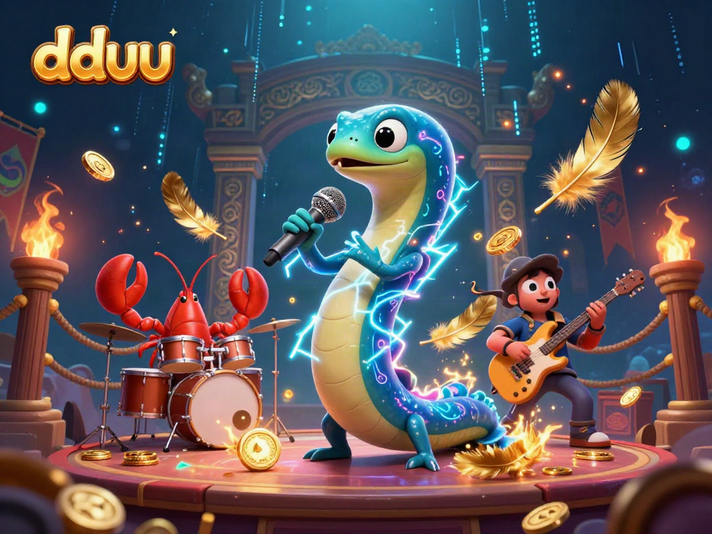 Engage in thrilling fun at dduu with a vibrant underwater casino scene showcasing a DJ eel, lobster drummer, and seahorse guitarist.