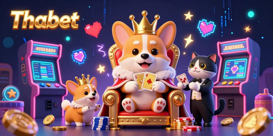 Thabet brings thrilling casino excitement with a royal corgi and game elements in vibrant 3D.