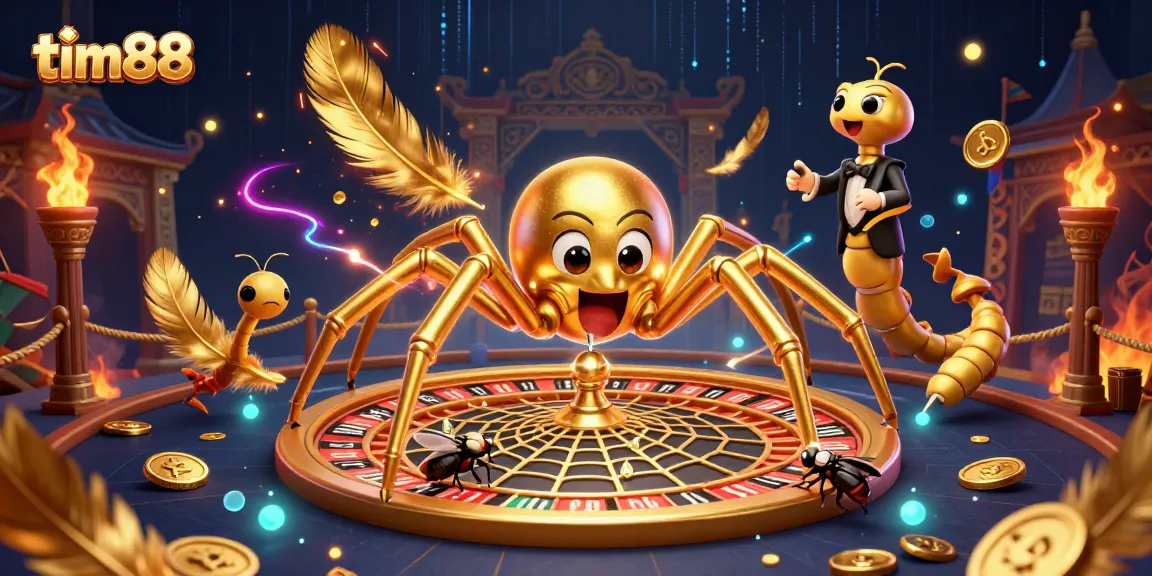 Experience thrilling bets with tim88 at a vibrant casino scene featuring a whimsical roulette wheel