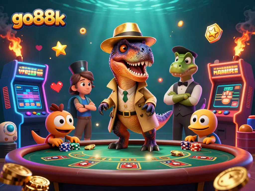 Engage in thrilling gameplay at go88k featuring vibrant 3D characters in an electrifying casino scene.