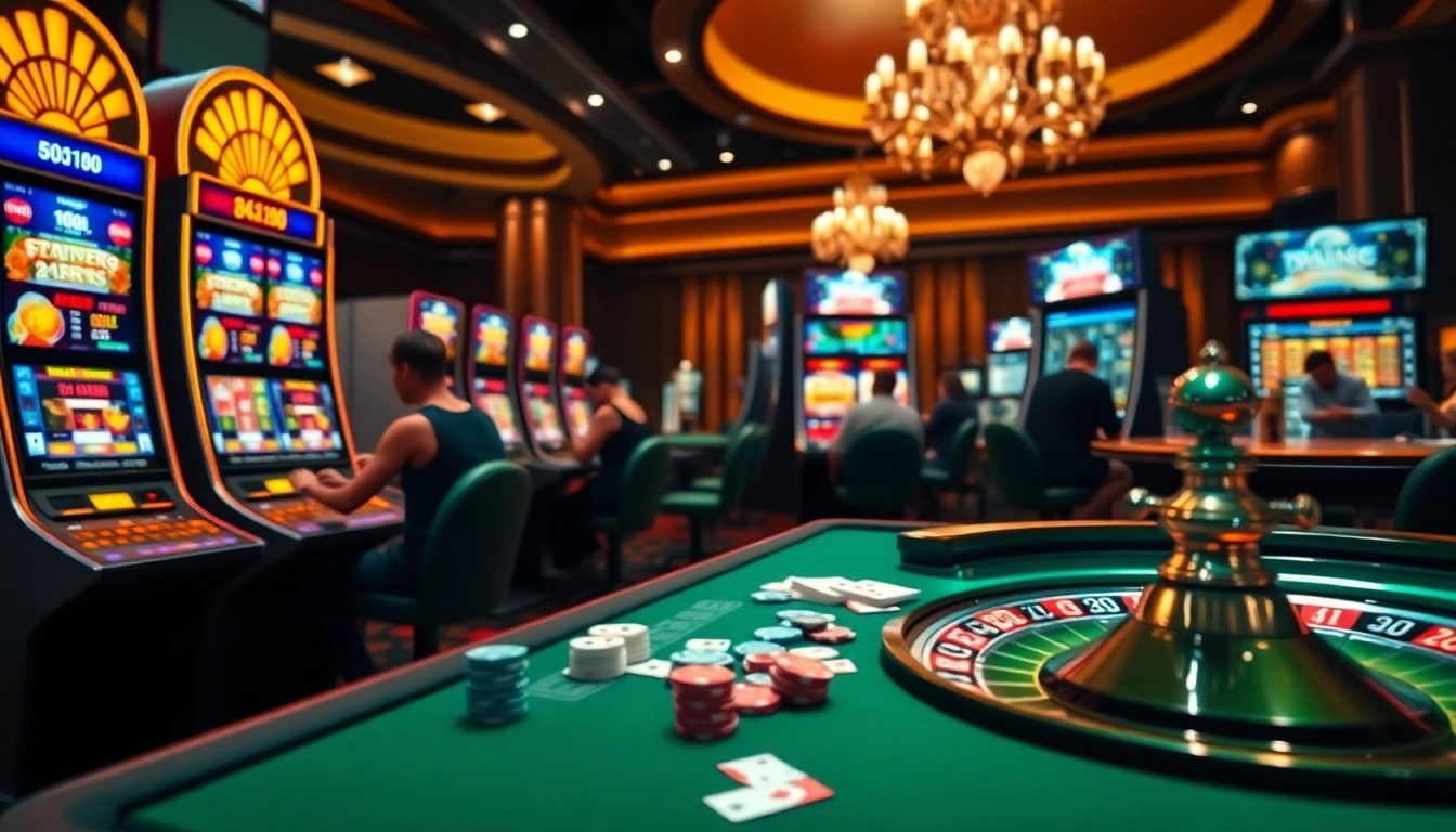 Players engaging with thrilling games at 8k8 online casino, showcasing vibrant slots and exciting betting options.