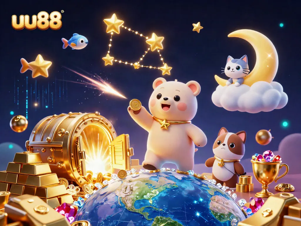 Scoop coins and discover riches with the exciting uu88 casino gaming illustration filled with treasures.