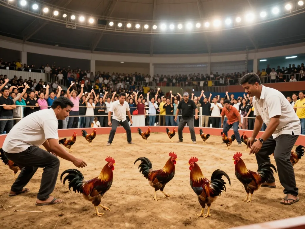 View of a live rooster fighting match at Thường Phước, emphasizing the excitement of trực tiếp đá gà thường phước.