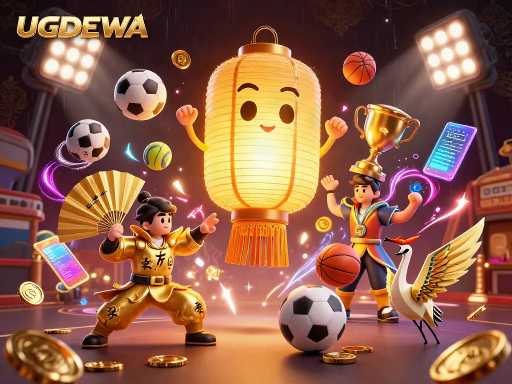 Engage in immersive gameplay at UGDEWA casino, featuring vibrant 3D characters and thrilling sports elements.