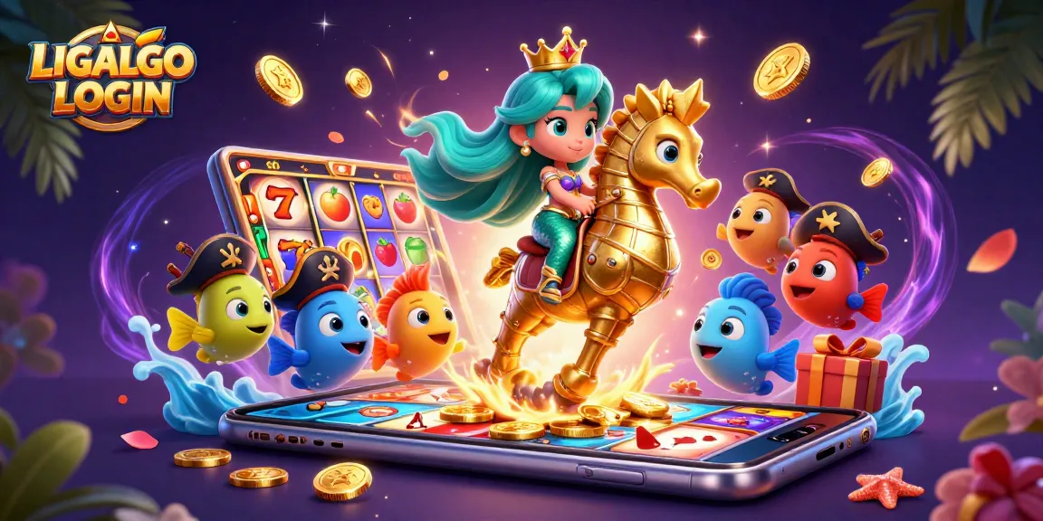 LIGALGO LOGIN - Engage in exciting gameplay with a 3D mermaid and casino themed illustration of slot games.