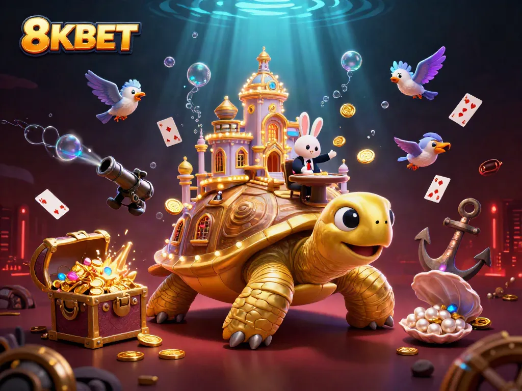 Engage in exciting gameplay with 8KBET featuring a golden tortoise casino scene and dynamic elements.