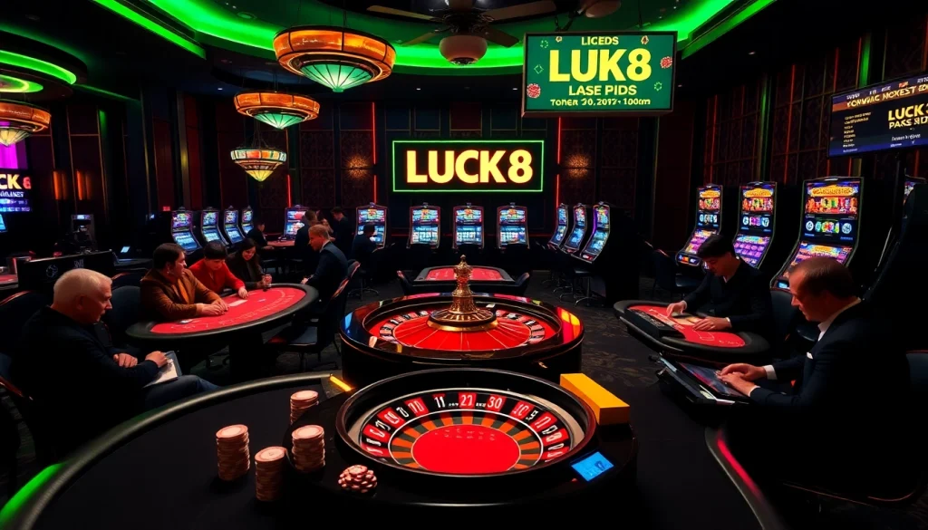 Engage in thrilling gameplay at LUCK 8 casino with vibrant tables and intense players.