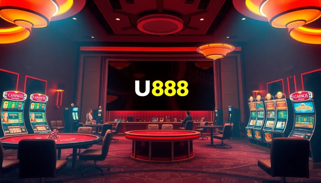 Players enjoying an exciting gaming experience at U888 online casino with vibrant visuals.