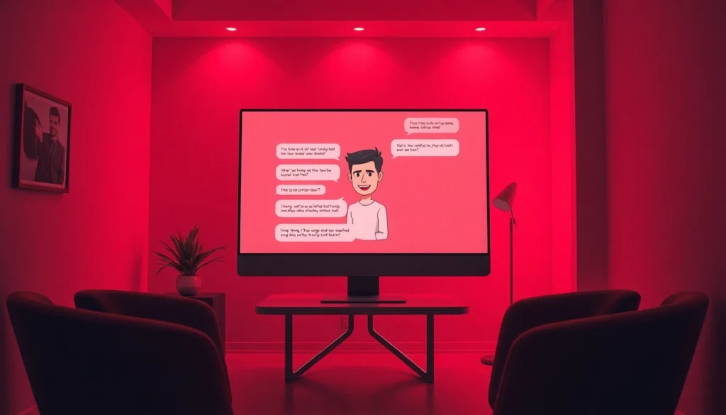 Porn chat AI interface showcasing a cozy digital interaction with a charismatic character.