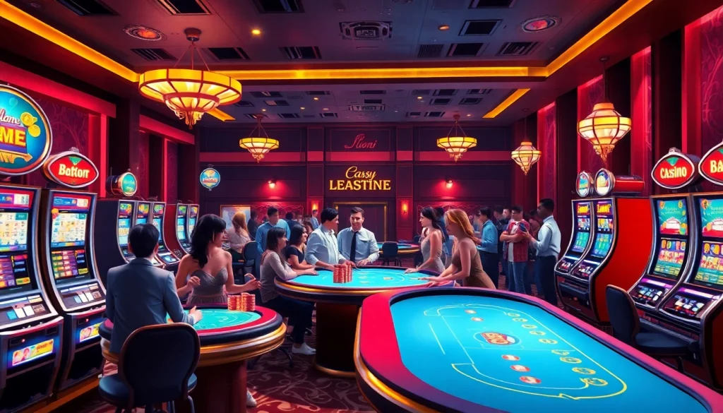 MMOO online casino gaming scene with vibrant 3D graphics and engaging dealers.