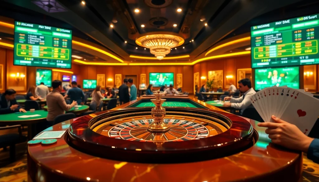 Experience the thrill of betting at https://69vn.br.com/ with poker chips and roulette wheels in a luxurious casino atmosphere.