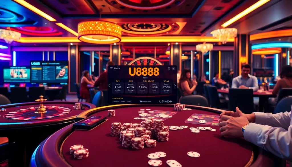 Experience an exciting game moment at U888 casino with live poker action and vibrant atmosphere.