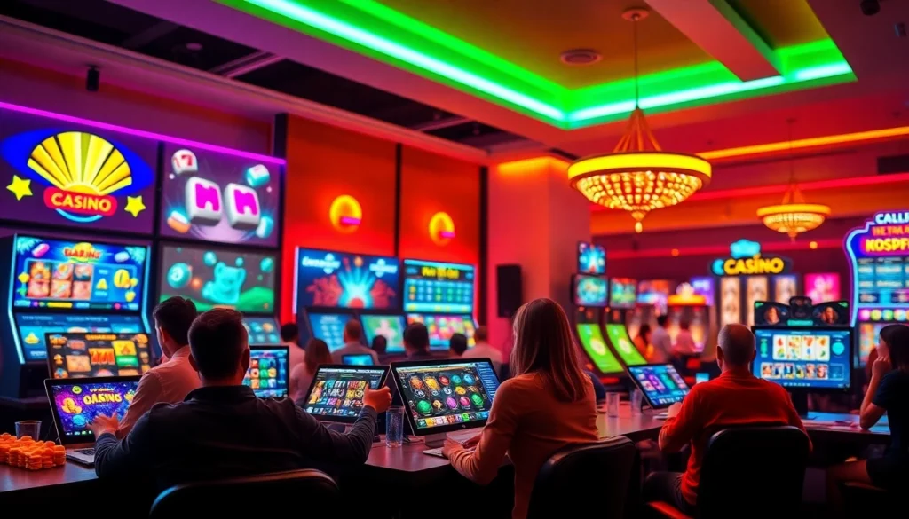 NOHU online casino scene with diverse games and vibrant atmosphere