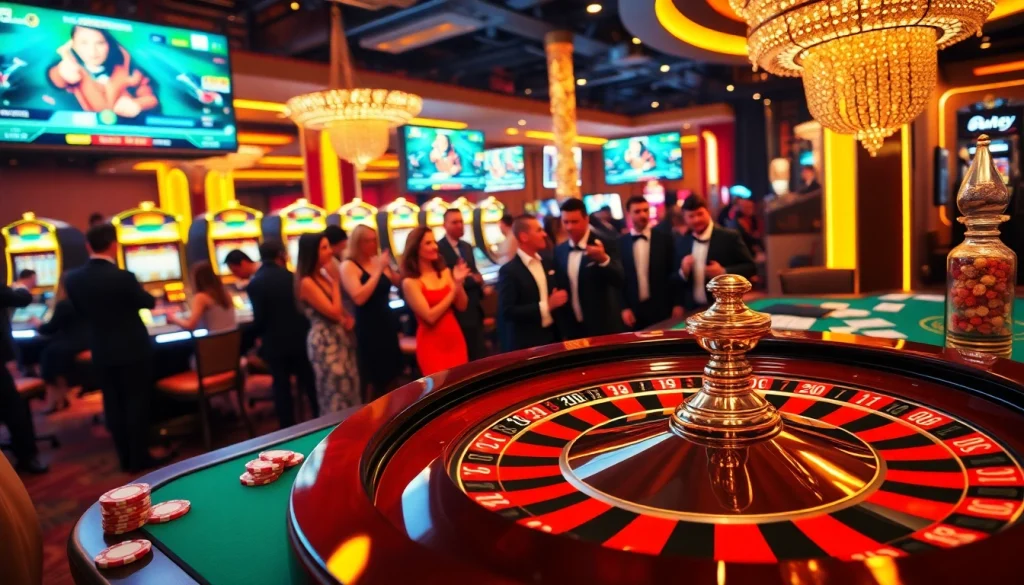 Exciting casino action at SAY88 with vibrant slot machines and poker chips!