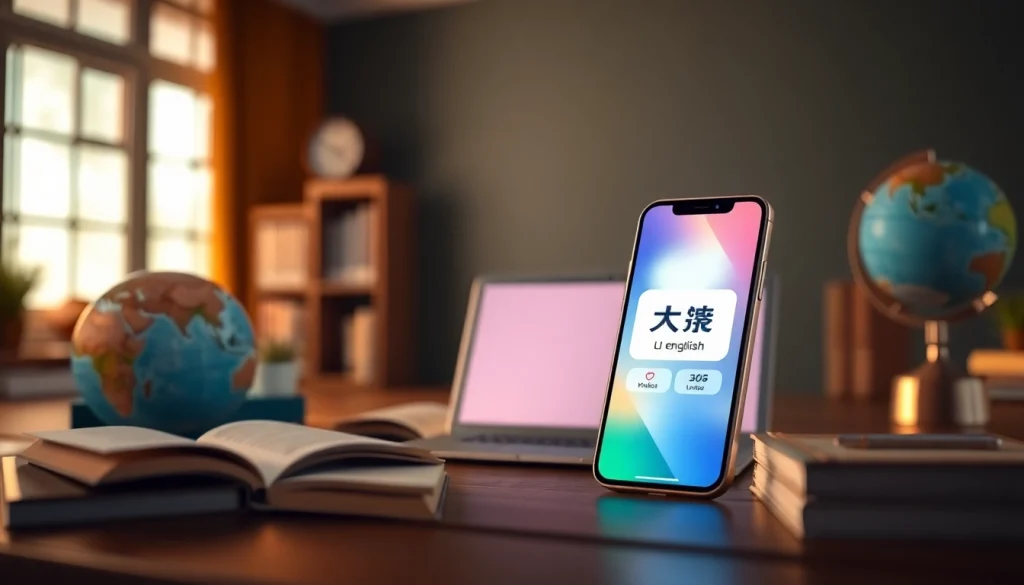 Interactive mobile app showing 有道翻译 features, emphasizing language translation.