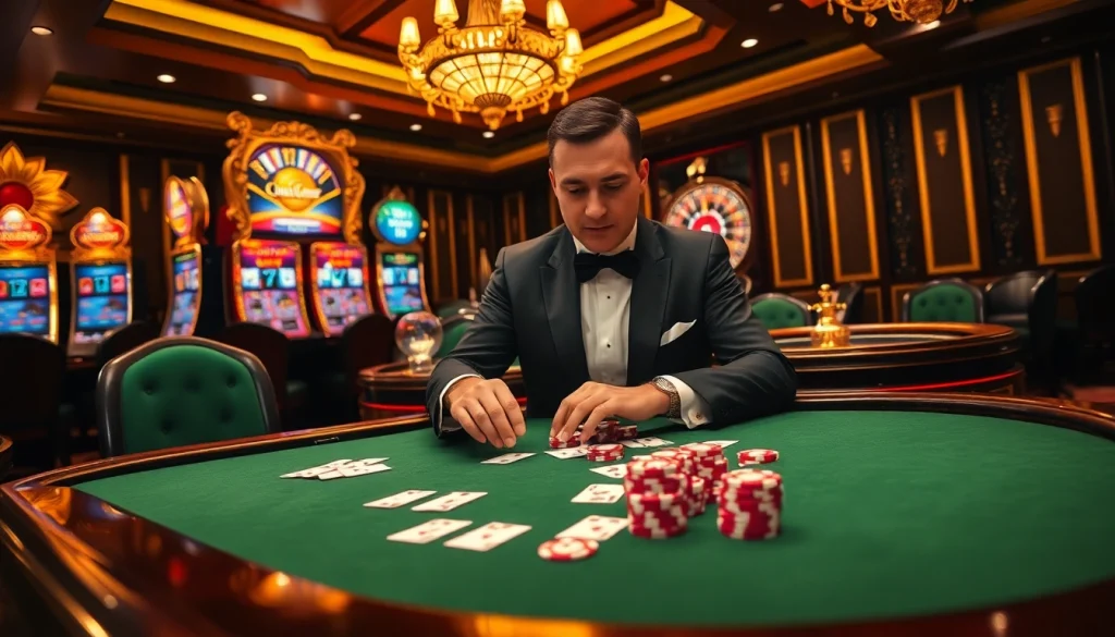 Experience professional gambling action at HM88 with vibrant poker chips and playing cards.