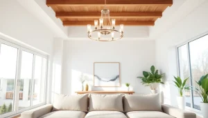 Shop ModernLighting contemporary chandelier in a bright living room showcasing elegant design elements.