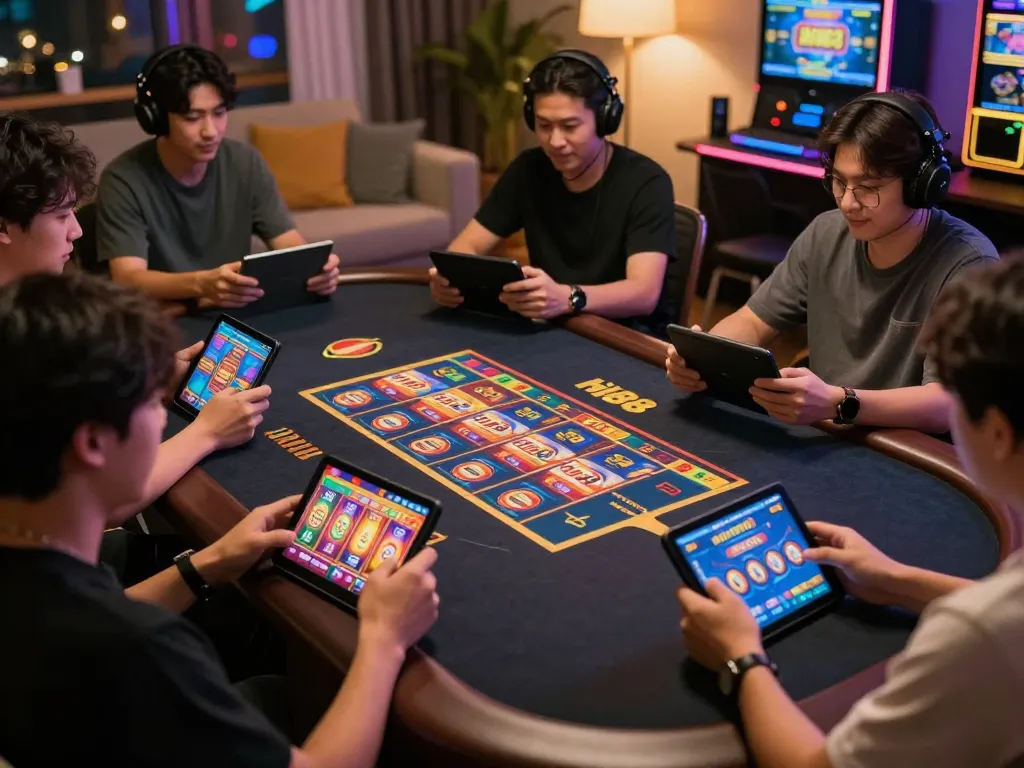 Players experiencing hi88 nổ hũ slot gameplay on mobile devices with excitement.