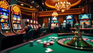 Players engaging with thrilling games at 8k8 online casino, showcasing vibrant slots and exciting betting options.