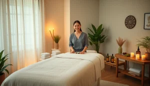 조용한 가정 환경에서 편안한 마사지를 준비하는 젊은 여성 치료사와 함께하는 평택출장마사지 체험.
